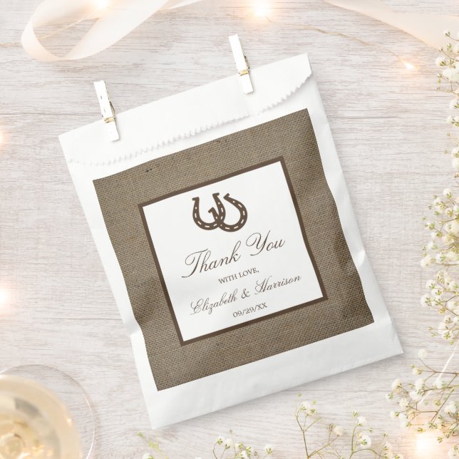 Land Rustikale Hufeisen auf Burlap-Hochzeit Geschenktütchen (Ausgeschnitten)