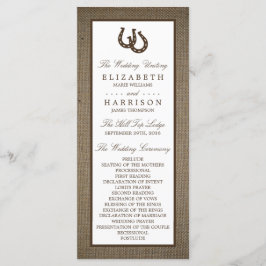 Land Rustikale Hufeisen auf Burlap-Hochzeit Programm