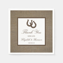 Land Rustikale Hufeisen auf Burlap-Hochzeit Serviette