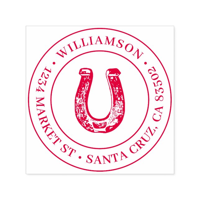 Land Rustikale Hufeisen Rücksendeadresse Permastempel (Design)