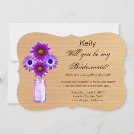 Land Rustikale Lila Mason Jar Bridesmaid Card Einladung