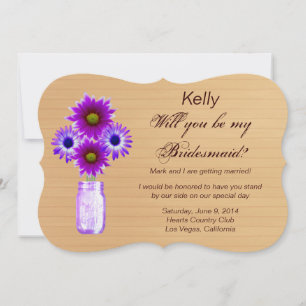 Land Rustikale Lila Mason Jar Bridesmaid Card Einladung