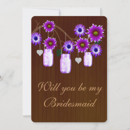 Land Rustikale Lila Mason Jars Bridesmaid Card Einladung