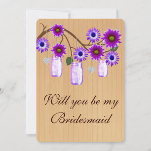 Land Rustikale Lila Mason Jars Bridesmaid Card Einladung