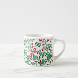 Land Rustikale Mistletoe Wasserfarbe Handgemalt Espressotasse