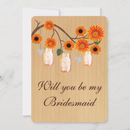 Land Rustikale Orange Mason Jars Bridesmaid Card Einladung