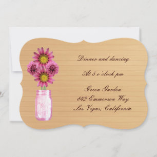 Land Rustikale rosa Mason Jar Empfang Card Einladung