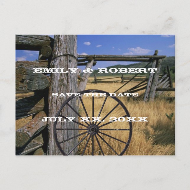 Land Rustikale Save the Date Postkarte (Vorderseite)