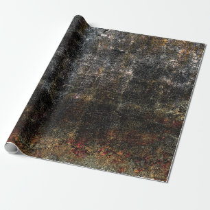 Land Rustikale Schwarz Orange Grunge Vintage Textu Geschenkpapier