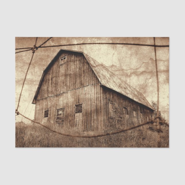 Land Rustikale Sepia Barn Vintage Textur Seidenpapier (Vorderseite)