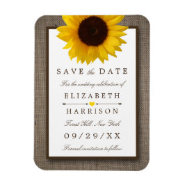 Land Rustikale Sonnenblume auf Burlap Save the Dat Magnet