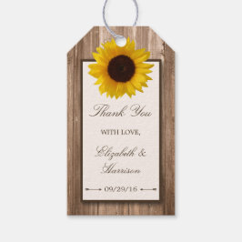 Land Rustikale Sonnenblumen & Braun-Holz Hochzeit Geschenkanhänger