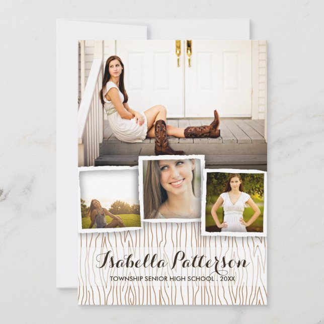 Land Rustikaler Abschluss aus Holz Einladung (Vorderseite)