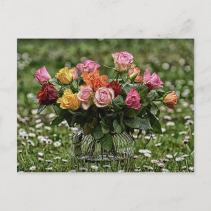 Land Rustikaler Bouquet von Rose Postkarte