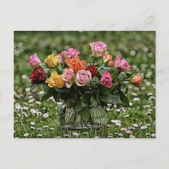 Land Rustikaler Bouquet von Rose Postkarte (Vorderseite)
