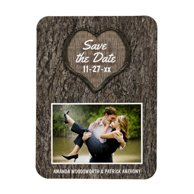 Land Rustikaler Eichenbaum Save the Date Magnet (Vertikal)