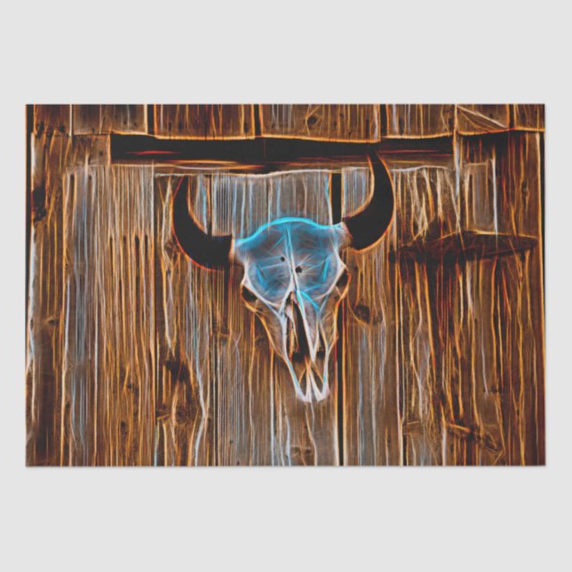 Land Rustikaler Western Bull Skull Surreal Art Seidenpapier (Vorderseite)
