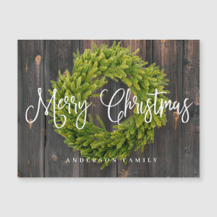 Land Rustikales Holz Frohe Weihnachtsgrüße Magnetkarte