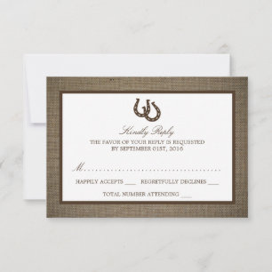 Land Rustikales Hufeisen auf Burlap Wedding RSVP