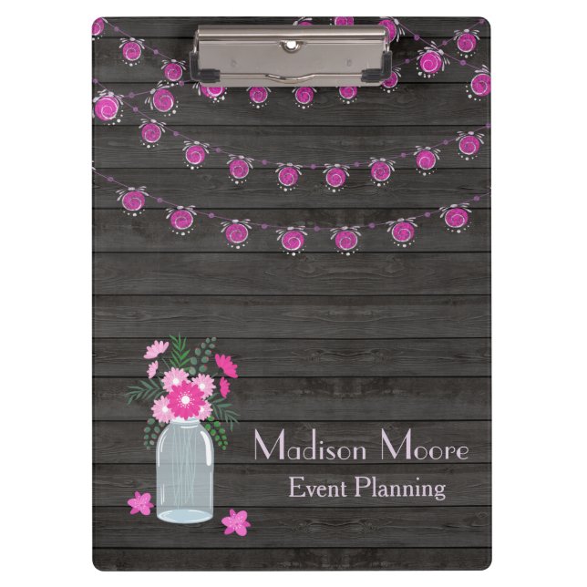 Land-schickes Licht reiht Event-Planer auf Klemmbrett (Vorderseite)