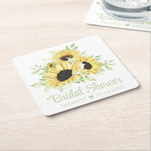 Land Sonnenblume Aquarell Floral Brautparty Rechteckiger Pappuntersetzer
