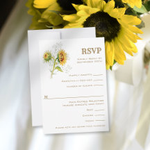 Land Sonnenblume Aquarell RSVP Antwortkarte