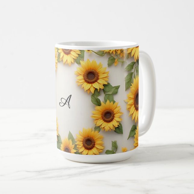 Land Sonnenblume Florales Design Kaffeetasse (VorderseiteRechts)