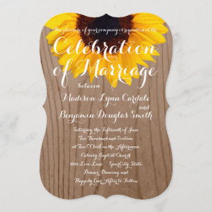 Land-Sonnenblume-rustikale hölzerne Einladung