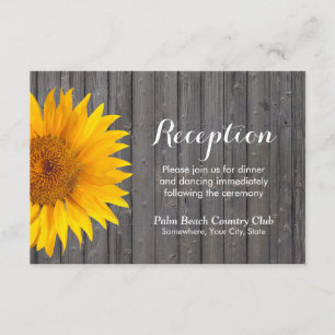 Land Sonnenblume Scheune Holz Hochzeitsempfang Begleitkarte