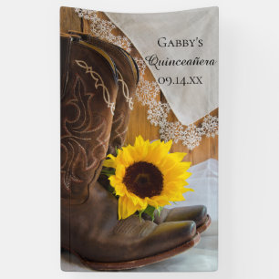 Land-Sonnenblume und Spitze-Western Quinceañera Banner