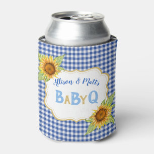 Land Sonnenblumen Blau Kariert BBQ BabyQ Dosenkühler