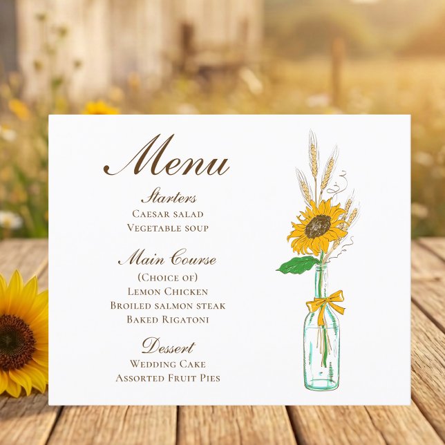 Land Sonnenblumen Boho Rustikale Hochzeitsmenü (Von Creator hochgeladen)