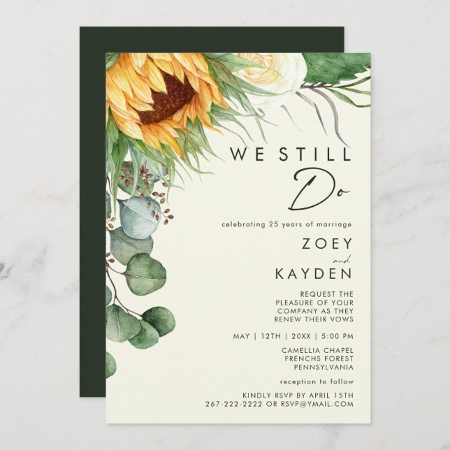 Land Sonnenblumen gelb gelb wir noch erneuern Einladung (Vorne/Hinten)