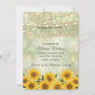 Land Sonnenblumen Lichter Quinceañera Einladung