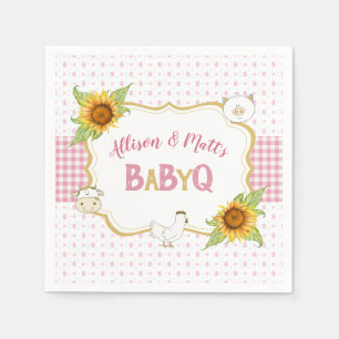 Land Sonnenblumen Rosa Gingham Baby Q Barbeque Serviette