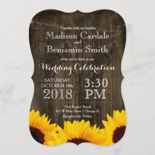 Land Sonnenblumen Rustikale Hochzeitsfeiern Einladung