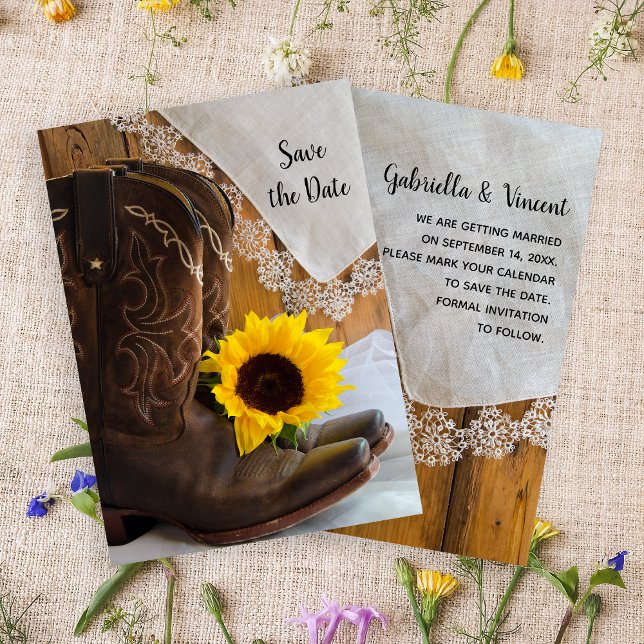 Land Sonnenblumen und Spitzen Hochzeit Save the Da Save The Date (Von Creator hochgeladen)