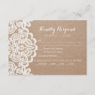 Land-Spitze-Kraftpapier-Hochzeit UAWG Wartekarte RSVP Karte