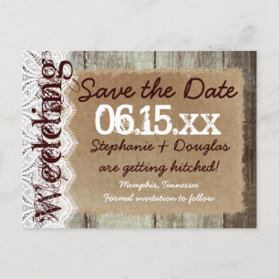 Land Stall Holz rustikale Save the Date Postkarten