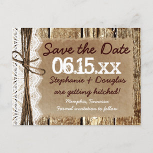 Land Stall Holz rustikale Save the Date Postkarten
