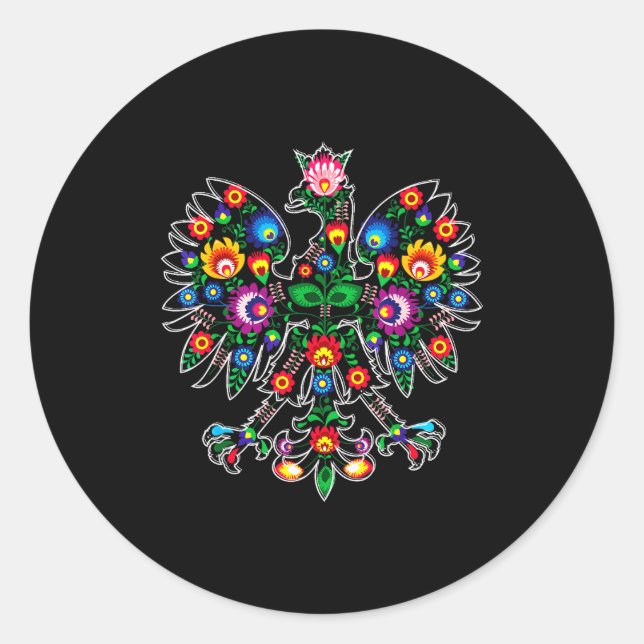 Land Suprt Lish Eagle Lish Folk Art Land Pride  Runder Aufkleber (Vorderseite)