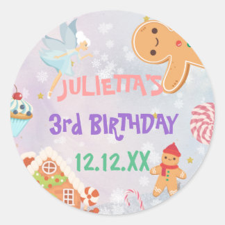 Land Sweet Sugar Plum Fairy Gingerbread Geburtstag Runder Aufkleber