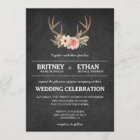 Land-Tafel-Rotwild-Geweih-Hochzeits-Einladungen