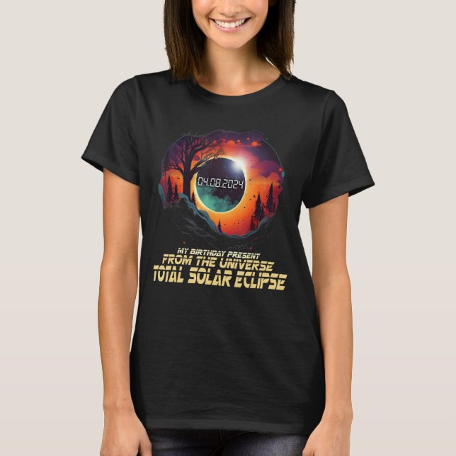 Land Total Solar Eclipse April 8 2024 Birthda T-Shirt (Vorderseite)