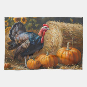 Land Türkei mit Pumpkins und Hay-Erntedank Geschirrtuch