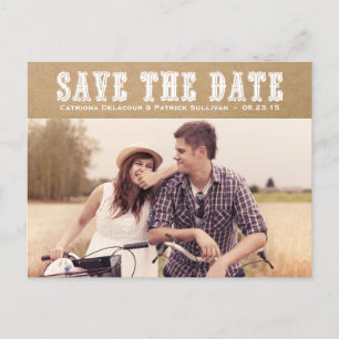 Land Typografie Vintage Save the Date Postkarte