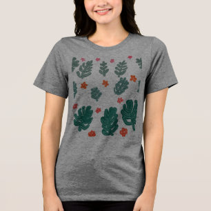 Land und Meer: doodle Muster Blume und Pflanze Tri-Blend Shirt