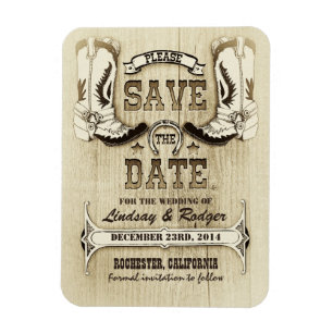 Land und Western Cowboy Boots Save the Date Magnet