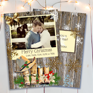 Land und Western Cowboy Boots Weihnachtskarte Feiertagskarte