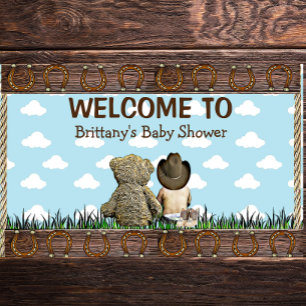 Land und Western Lil Cowboy & Teddy Bear Banner